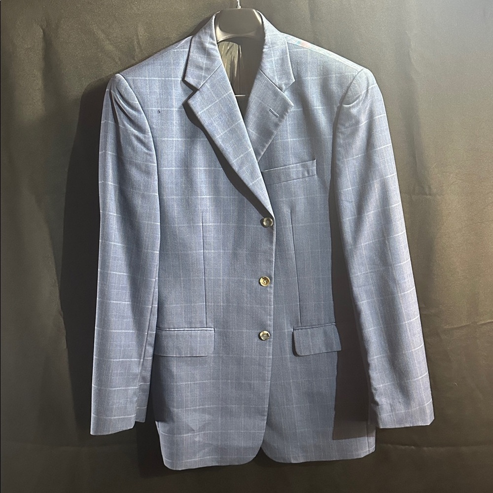 Claudio Morelli Blue Plaid Blazer 100% Wool